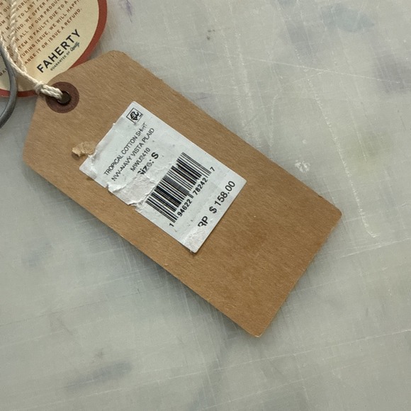 Faherty Tropical Cotton Shirt Mens M Blue Plaid Preppy Organic Cotton Huckberry - Picture 12 of 12